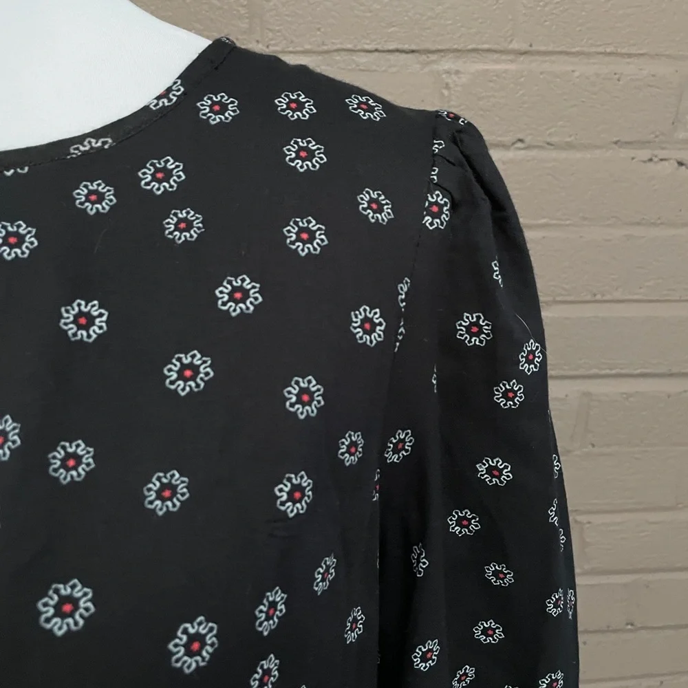 Free People Black floral print tiered top S